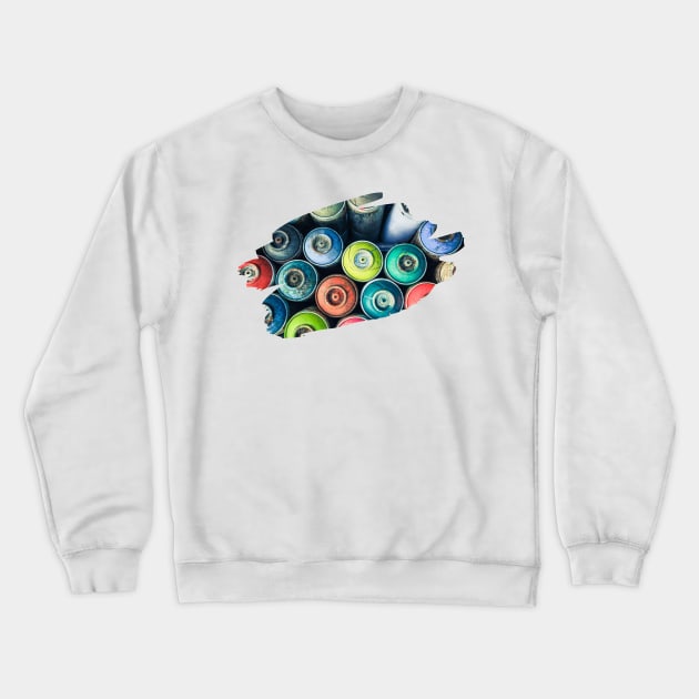 Graffiti Splash Spray Cans Art Print Crewneck Sweatshirt by Auto-Prints